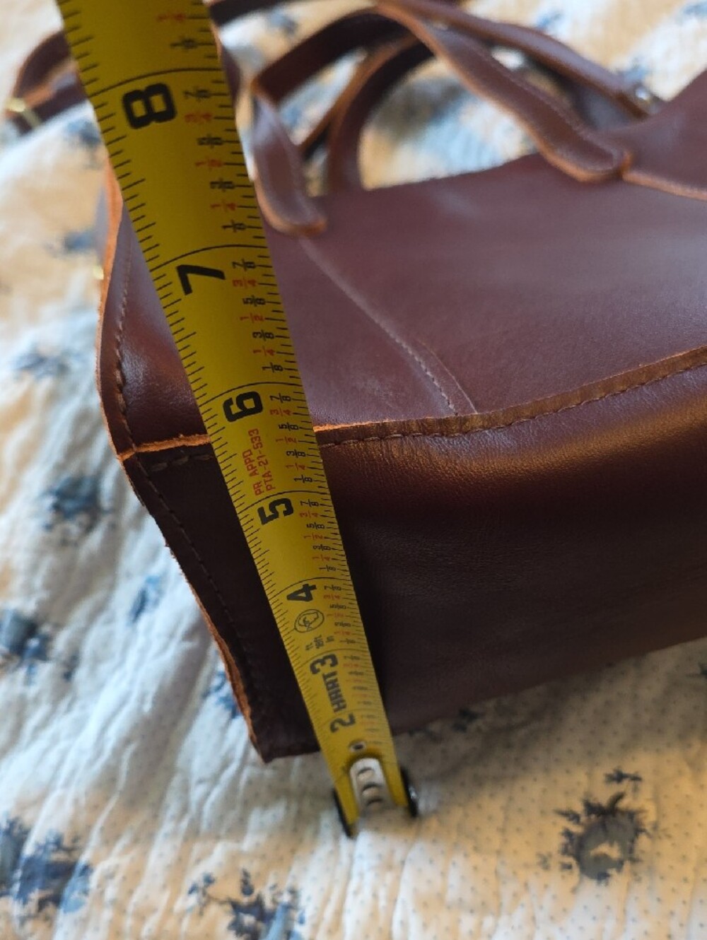 Portland Leather Brown Leather Lola Crossbody Tote with Top Handles - Picture 9 of 9